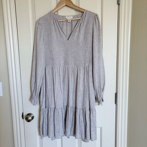 Cynthia Rowley Beige Linen Tiered Midi Dress Women’s Size Small Neutral Summer